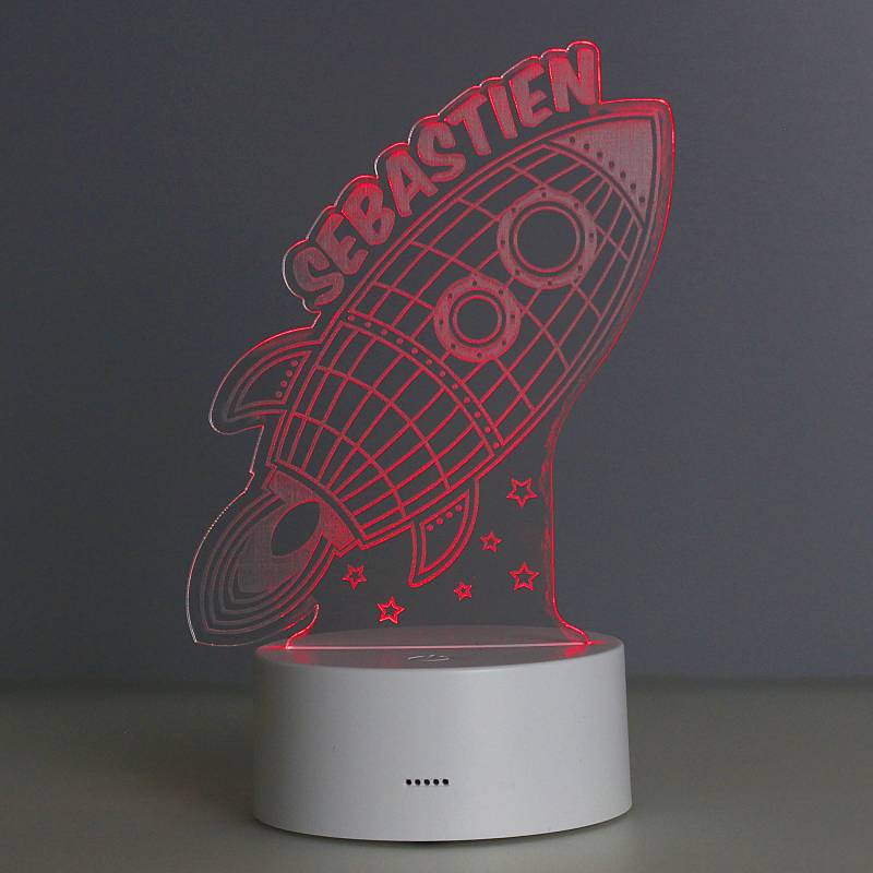 Personalised Rocket LED Colour Changing Wireframe Night Light