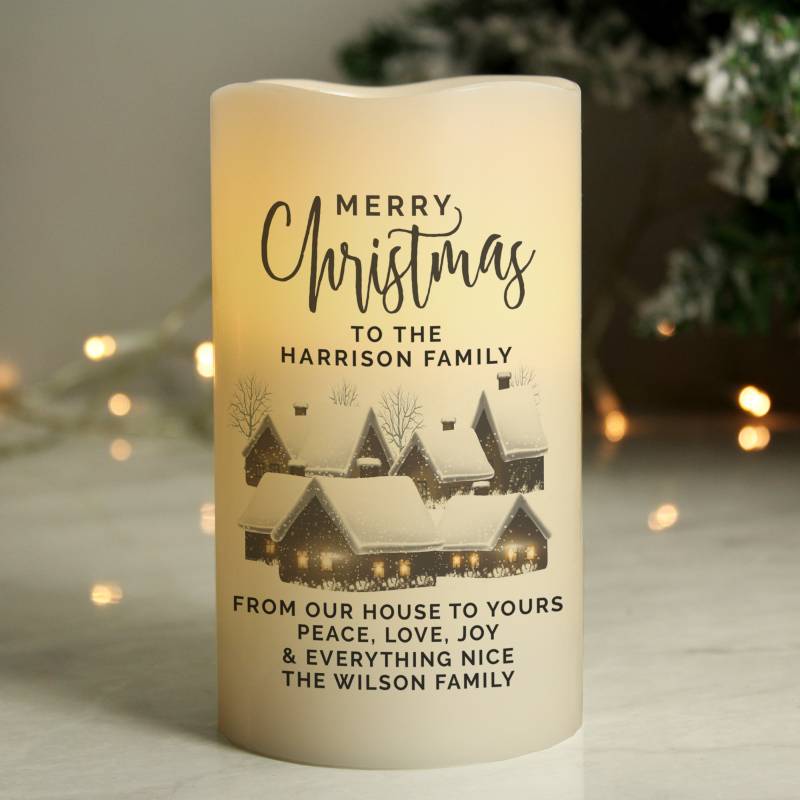 Personalised Christmas Town LED Candle