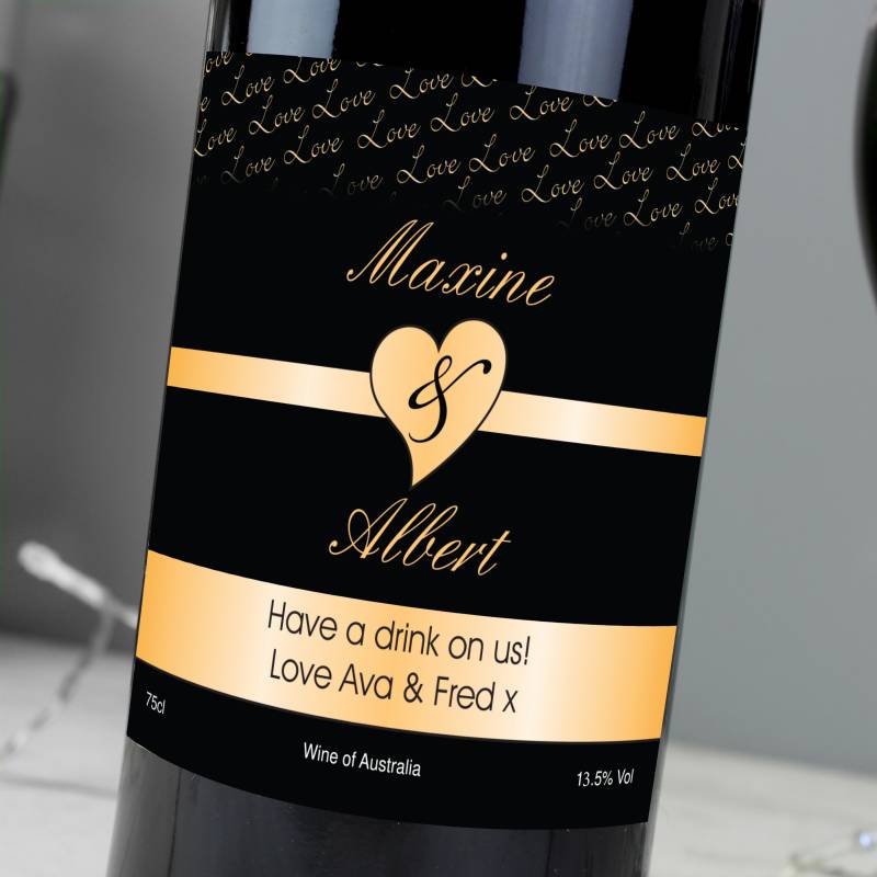 Personalised Couples Heart Red Wine
