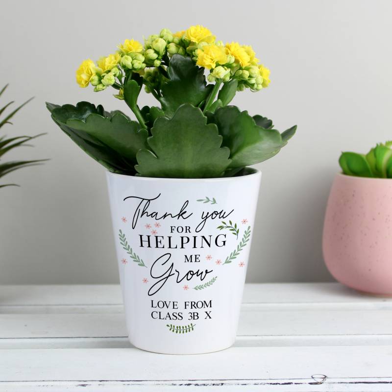 Personalised Thank You For Helping Me Grow Plant Pot