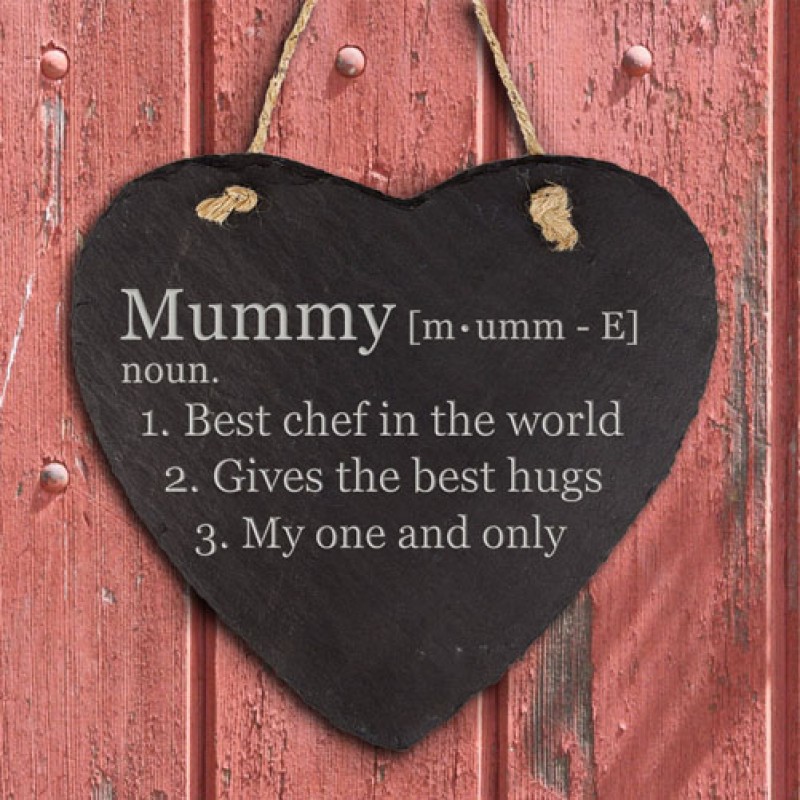 Personalised Definition of Mummy Heart Hanging Slate